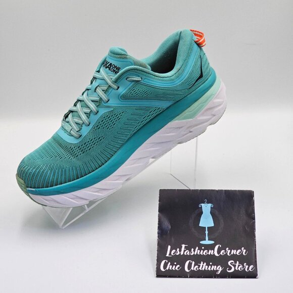 Hoka One One Bondi 7 Women's Green/White Mesh Athletic Running Shoes Sz 9.5 2654 - Picture 16 of 16